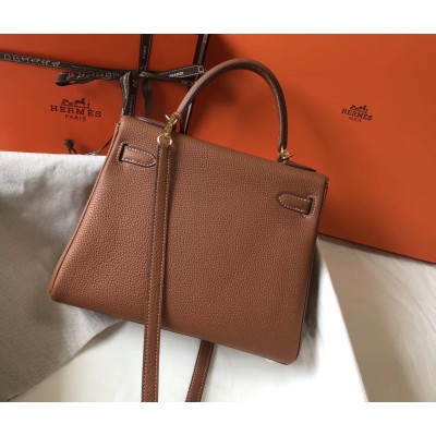 Hermes Brown Clemence Kelly 28cm Bag LDBS241892