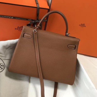 Hermes Brown Clemence Kelly 32cm Retourne Bag LDBS241893