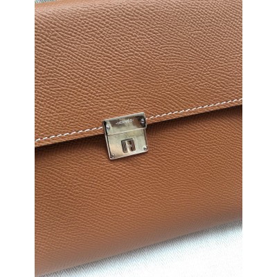 Hermes Brown Clic 16 Wallet With Strap LDBS241895