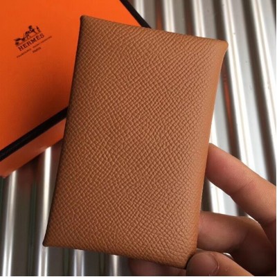 Hermes Brown Epsom Calvi Card Holder LDBS241898