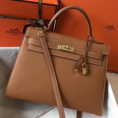 Hermes Brown Epsom Kelly 32cm Sellier Bag LDBS241900