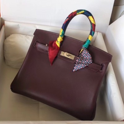 Hermes Burgundy Birkin 25cm Swift Handmade Bag LDBS241909