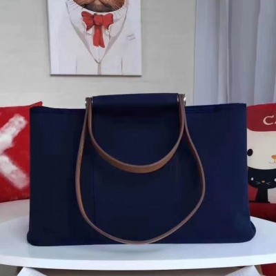 Hermes Cabag Elan Bag In Dark Blue Canvas LDBS241914