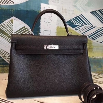 Hermes Cafe Clemence Kelly 35cm Handmade Bag LDBS241915