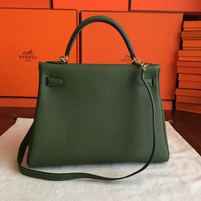 Hermes Canopee Clemence Kelly Retourne 32cm Handmade Bag LDBS241922