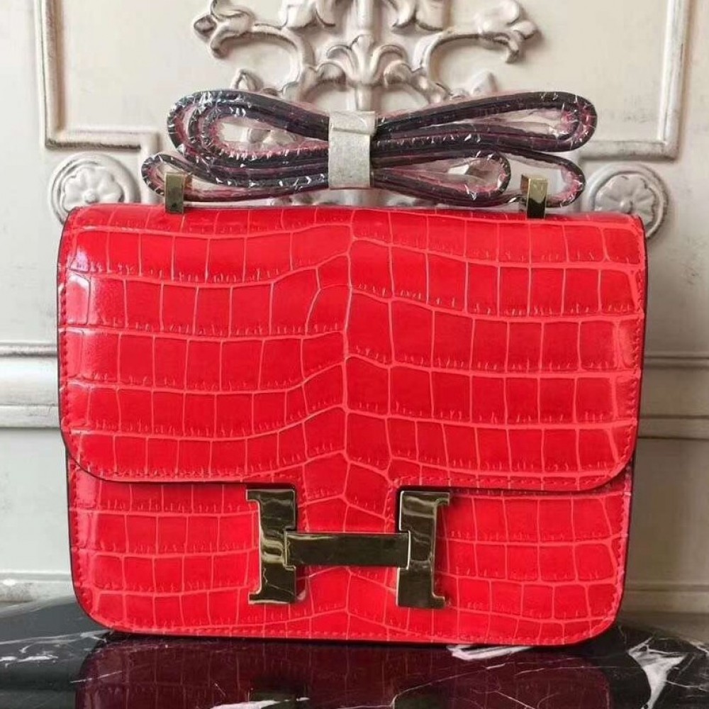 Hermes Cherry Constance MM 24cm Crocodile Bag LDBS241930