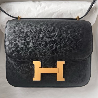 Hermes Constance 1-18 Mirror Bag In Black Epsom Calfskin LDBS241940