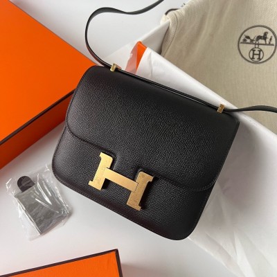 Hermes Constance 1-18 Mirror Bag In Black Epsom Calfskin LDBS241940