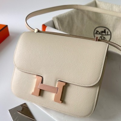 Hermes Constance 1-18 Mirror Bag In Craie Epsom Calfskin LDBS241941