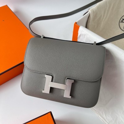 Hermes Constance 18 Handmade Bag In Gris Meyer Epsom Calfskin LDBS241963