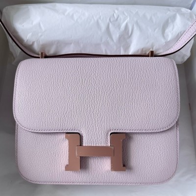 Hermes Constance 18 Handmade Bag In Mauve Pale Chevre Mysore Leather LDBS241967