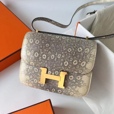 Hermes Constance 18 Handmade Bag In Natural Lizard Skin LDBS241968