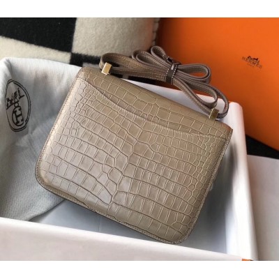 Hermes Constance 18cm Bag In Taupe Embossed Crocodile LDBS241955