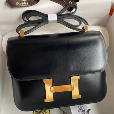 Hermes Constance 24 Handmade Bag In Black Box Calfskin LDBS241996