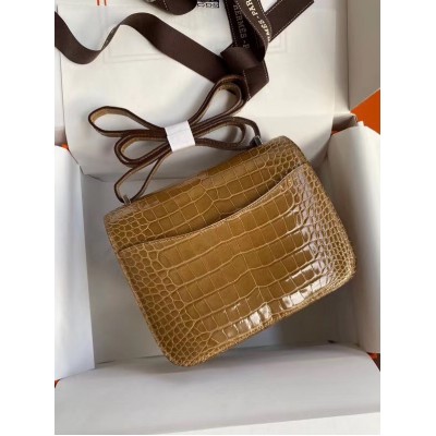 Hermes Constance 24cm Bag In Light Brown Alligator Crocodile Skin LDBS241981