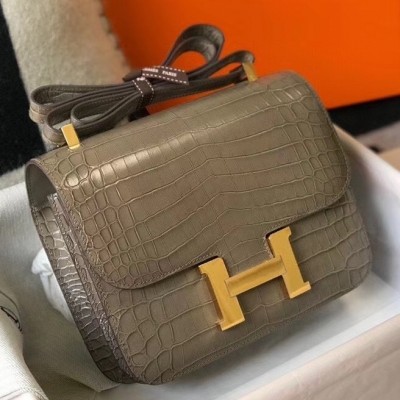 Hermes Constance 24cm Bag In Taupe Embossed Crocodile LDBS241985