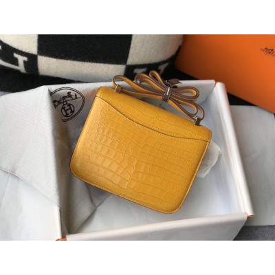 Hermes Constance 24cm Bag In Yellow Embossed Crocodile LDBS241987