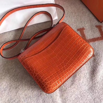 Hermes Constance 24cm Orange Niloticus Crocodile LDBS241993