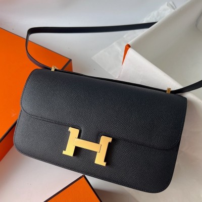 Hermes Constance Elan Handmade Bag In Black Epsom Calfskin LDBS241999