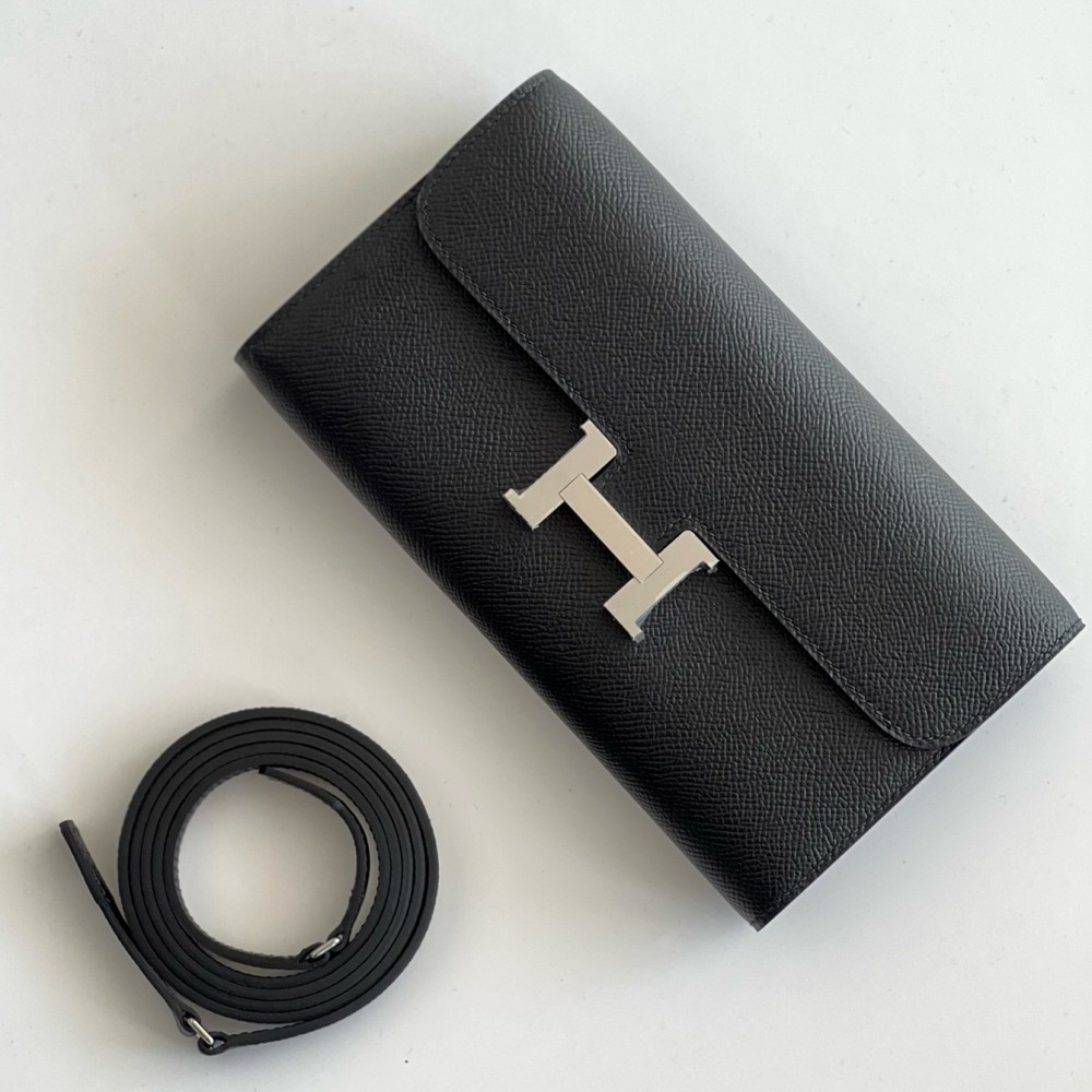 Hermes Constance To Go Wallet in Black Epsom Calfskin LDBS242004