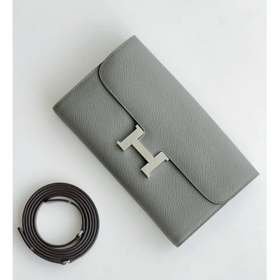 Hermes Constance To Go Wallet in Gris Meyer Epsom Calfskin LDBS242009