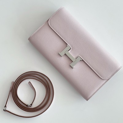 Hermes Constance To Go Wallet in Mauve Pale Epsom Calfskin LDBS242012