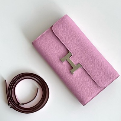 Hermes Constance To Go Wallet in Mauve Sylvestre Epsom Calfskin LDBS242013