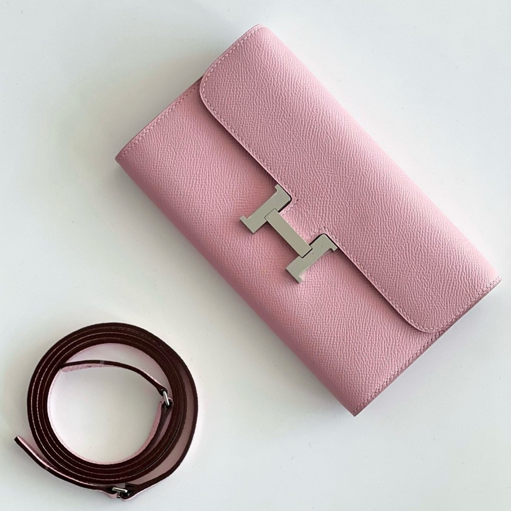 Hermes Constance To Go Wallet in Pink Epsom Calfskin LDBS242014