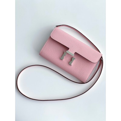 Hermes Constance To Go Wallet in Pink Epsom Calfskin LDBS242014