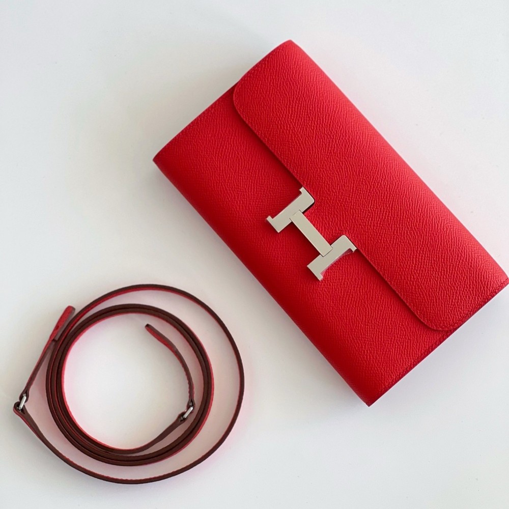 Hermes Constance To Go Wallet in Red Epsom Calfskin LDBS242015