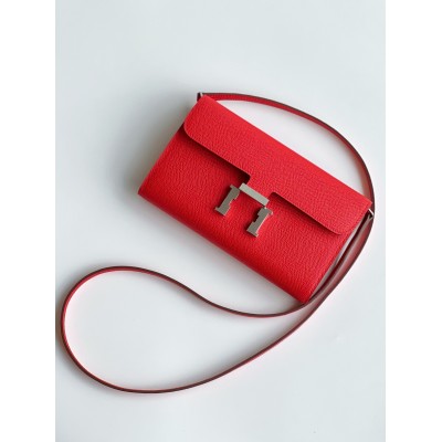 Hermes Constance To Go Wallet in Red Epsom Calfskin LDBS242015