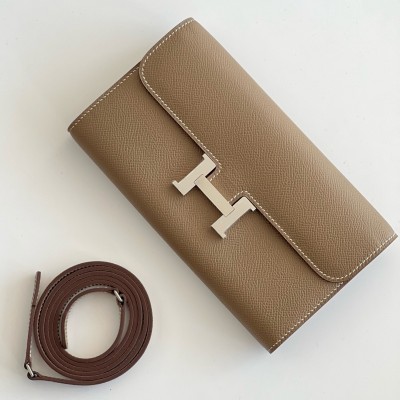 Hermes Constance To Go Wallet in Taupe Epsom Calfskin LDBS242016