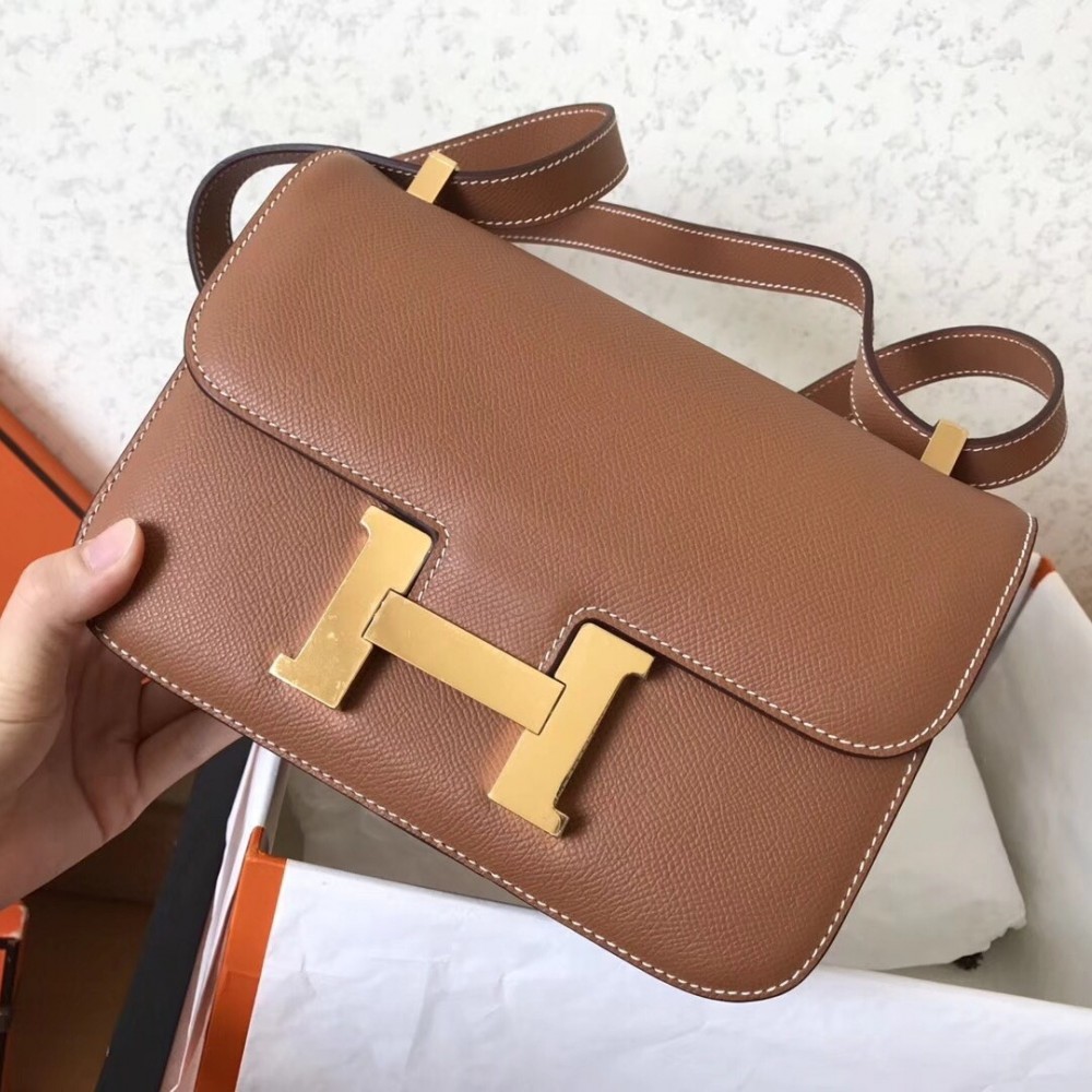 Hermes Epsom Constance 24cm Brown Handmade Bag LDBS242042