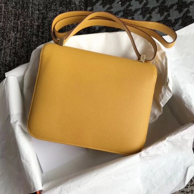 Hermes Epsom Constance 24cm Jaune Handmade Bag LDBS242044