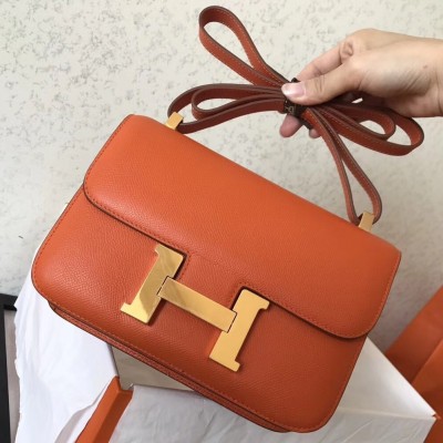 Hermes Epsom Constance 24cm Orange Handmade Bag LDBS242046