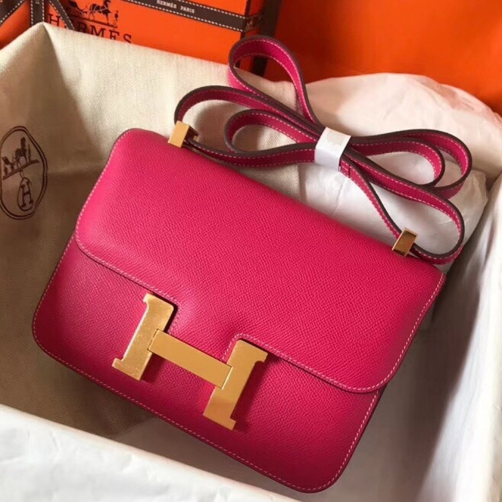 Hermes Epsom Constance 24cm Rose Red Handmade Bag LDBS242048