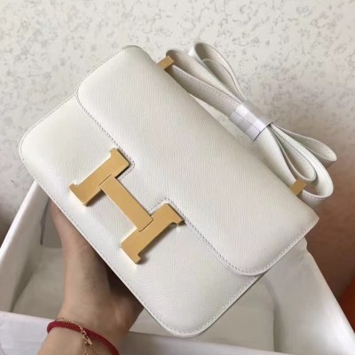 Hermes Epsom Constance 24cm White Handmade Bag LDBS242052