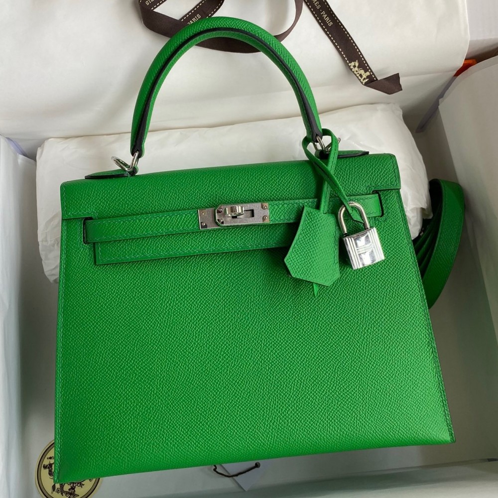 Hermes Epsom Kelly 25cm Sellier Handmade Bambou Bag LDBS242054