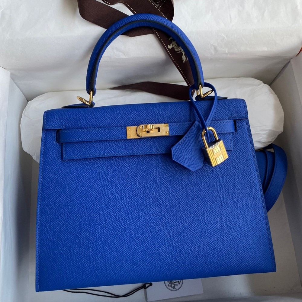 Hermes Epsom Kelly 25cm Sellier Handmade Blue France Bag LDBS242057