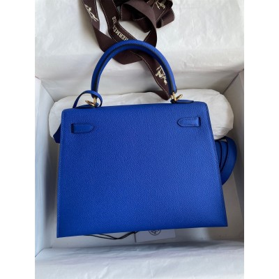 Hermes Epsom Kelly 25cm Sellier Handmade Blue France Bag LDBS242057