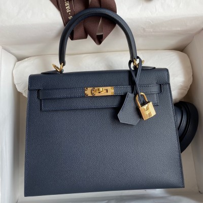 Hermes Epsom Kelly 25cm Sellier Handmade Blue Indigo Bag LDBS242058