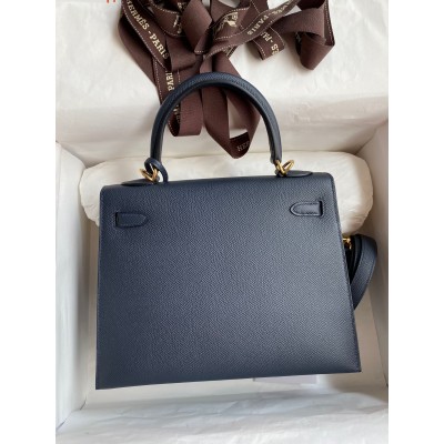 Hermes Epsom Kelly 25cm Sellier Handmade Blue Indigo Bag LDBS242058