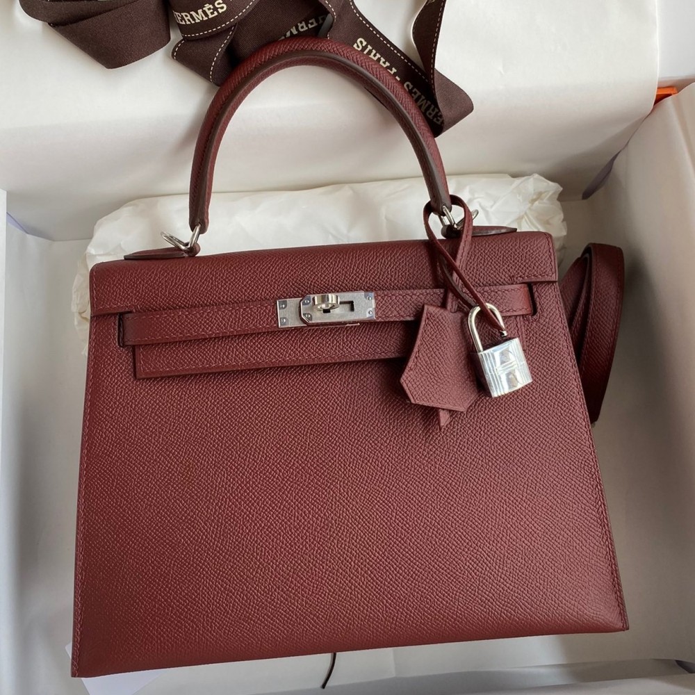 Hermes Epsom Kelly 25cm Sellier Handmade Bordeaux Baga LDBS242060