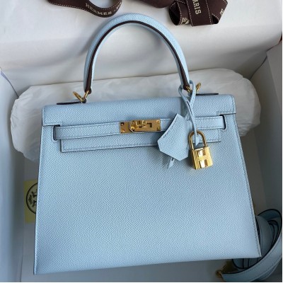 Hermes Epsom Kelly 25cm Sellier Handmade Celeste Bag LDBS242061