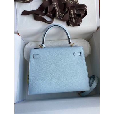 Hermes Epsom Kelly 25cm Sellier Handmade Celeste Bag LDBS242061