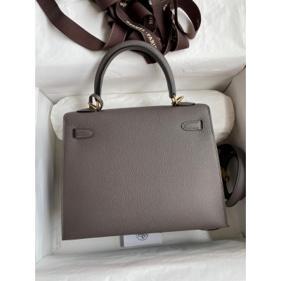 Hermes Epsom Kelly 25cm Sellier Handmade Etain Bag LDBS242063