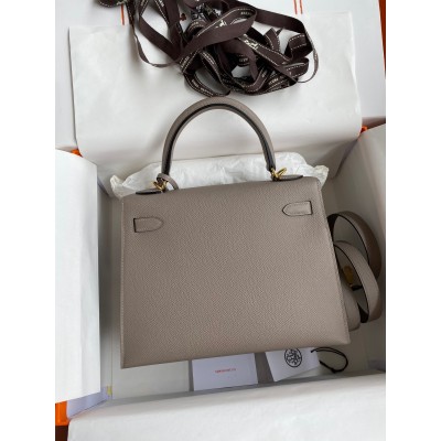 Hermes Epsom Kelly 25cm Sellier Handmade Grey Bag LDBS242065