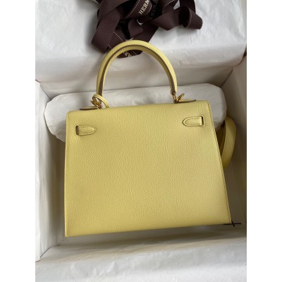 Hermes Epsom Kelly 25cm Sellier Handmade Jaune Poussin Bag LDBS242066