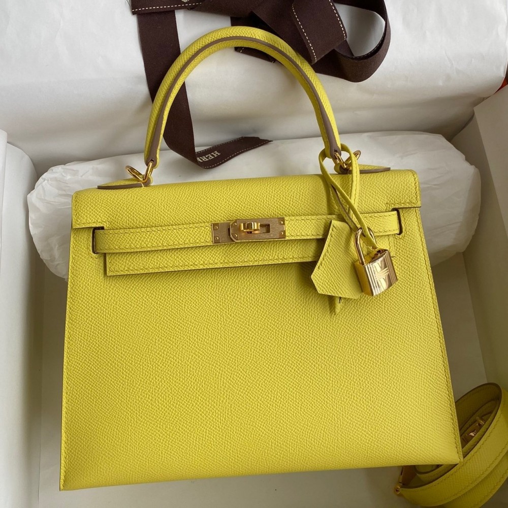 Hermes Epsom Kelly 25cm Sellier Handmade Lime Bag LDBS242067