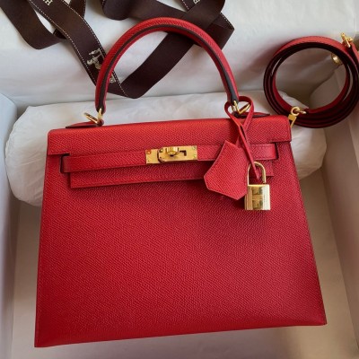 Hermes Epsom Kelly 25cm Sellier Handmade Red Bag LDBS242069